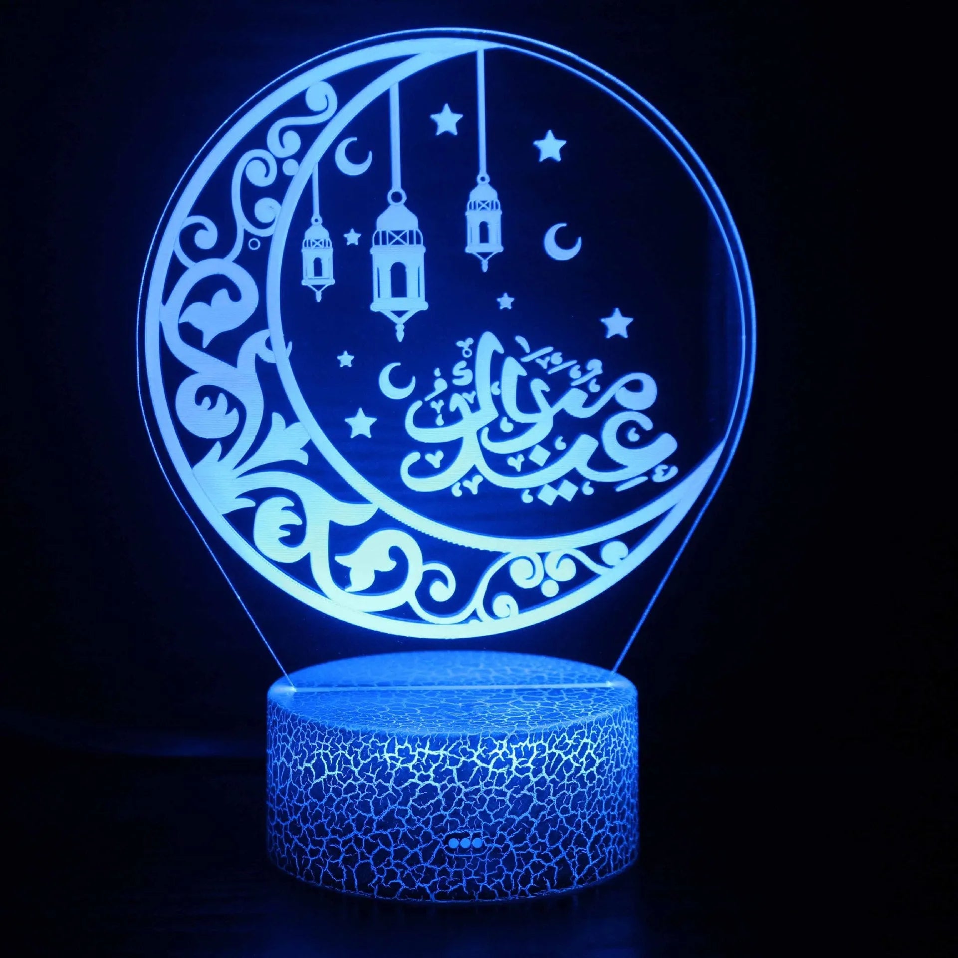 Small 3D cartoon-style LED night lamp with touch-sensitive base and colourful light projection.