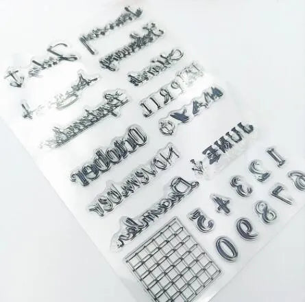 Transparent silicone vintage icon calendar stamp seal for date marking in digital table colour
