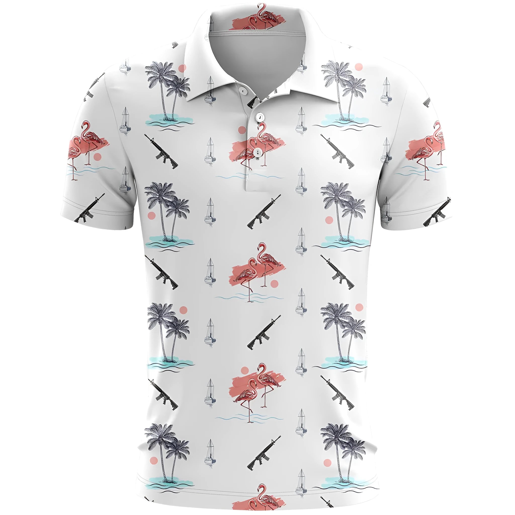 Man wearing a loose-fit 3D printed short sleeve sports top in bird eye polyester fabric, available in multiple colours.