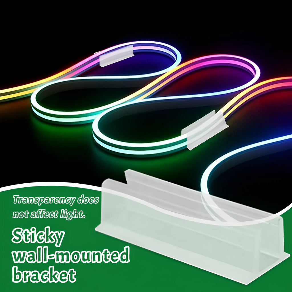 Set of sticky plastic wall-mounted brackets for punch-free bedside data cable organisation
