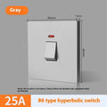 Curved rack high-power switch with light panel in gold, grey, or white for 25A/45A water heater and air conditioner circuits
