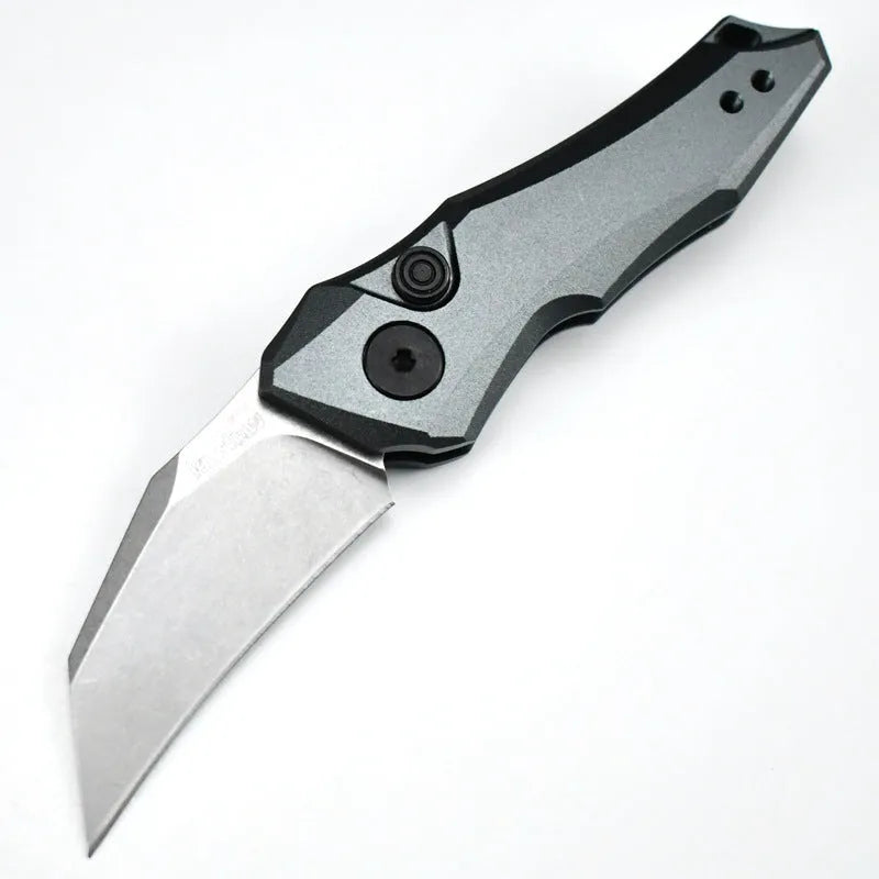 Outdoor folding pocket knife showing 150mm length with black/grey/green colour options