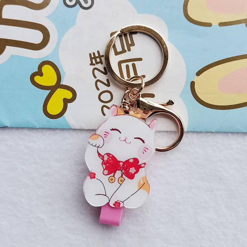 Lucky Cat cartoon design plastic certificate sleeve and matching ferrule pendant gift set.