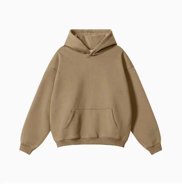 Heavyweight terry cotton men's loose fit pullover hoodie in various colours.