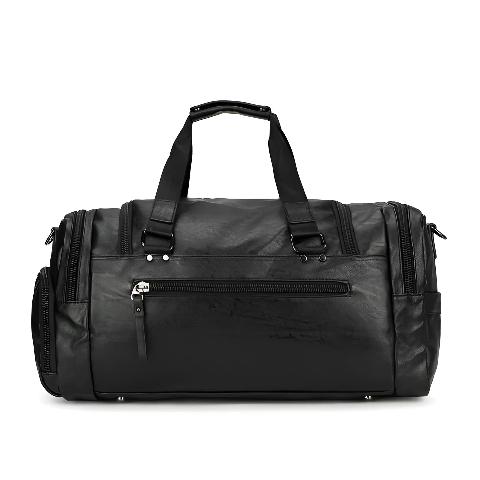 Large black PU travel bag for shoes with shown dimensions.