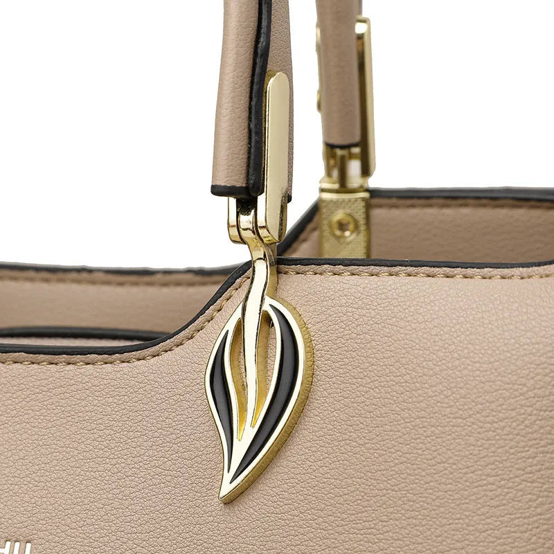 Women's multi-layer shoulder messenger bag in urban simplicity style with visible sewing thread detailing