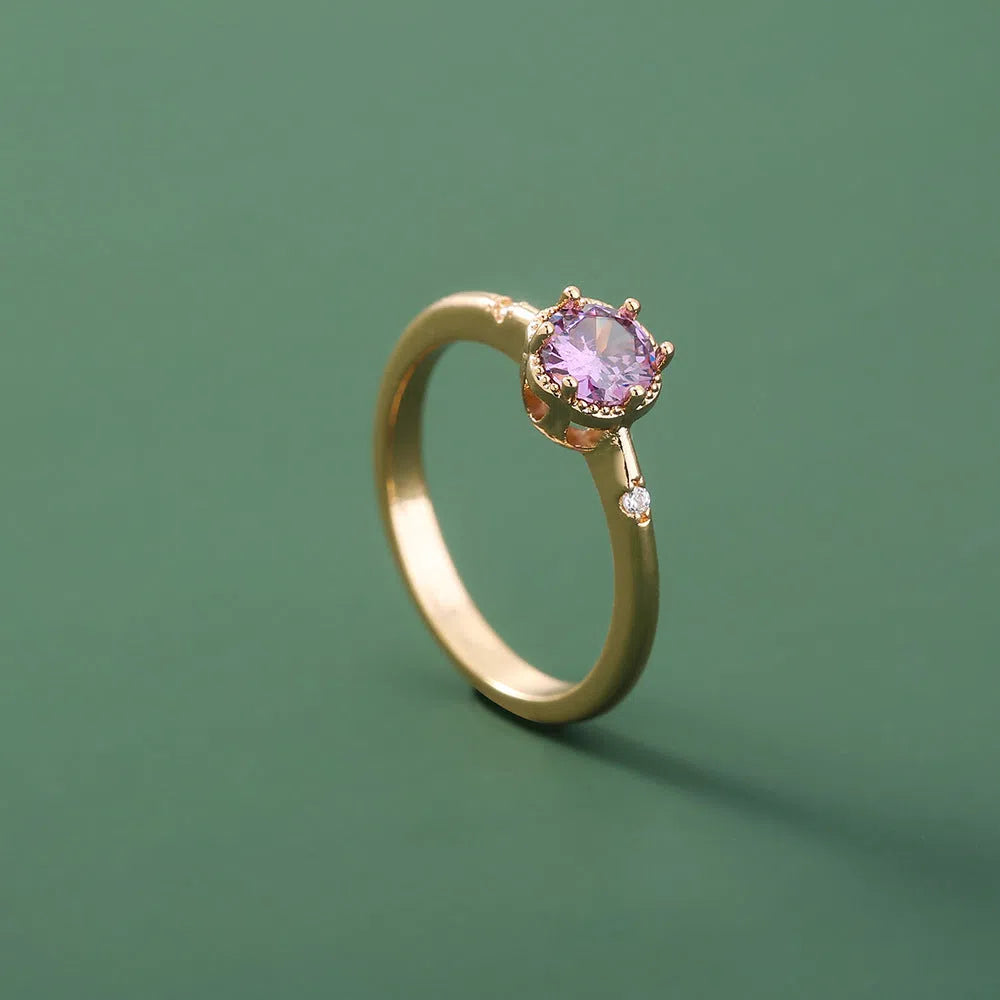 Adjustable metal zircon ring in geometric style, unisex design, available in multiple colours