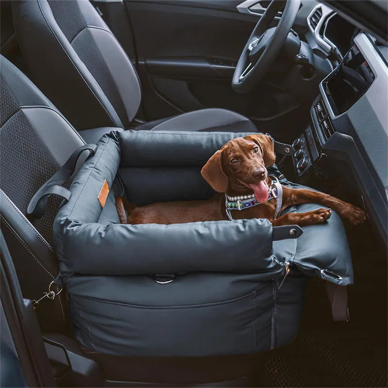 Green removable washable waterproof pet car nest for dogs measuring 55cm by 50cm by 45cm.