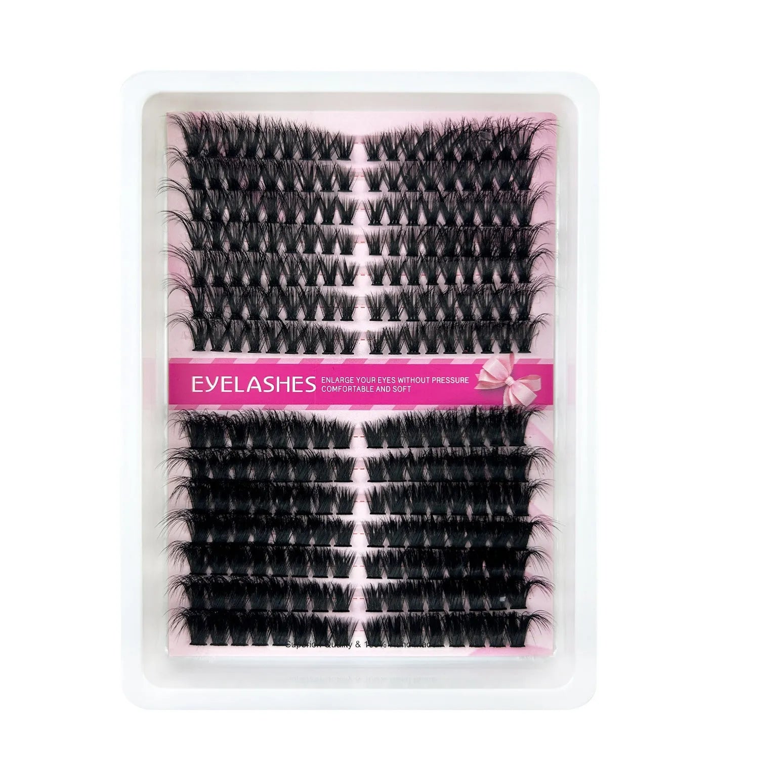 Mixed false eyelash set showing five different styles in a large capacity storage box measuring 13.7cm by 13.5cm