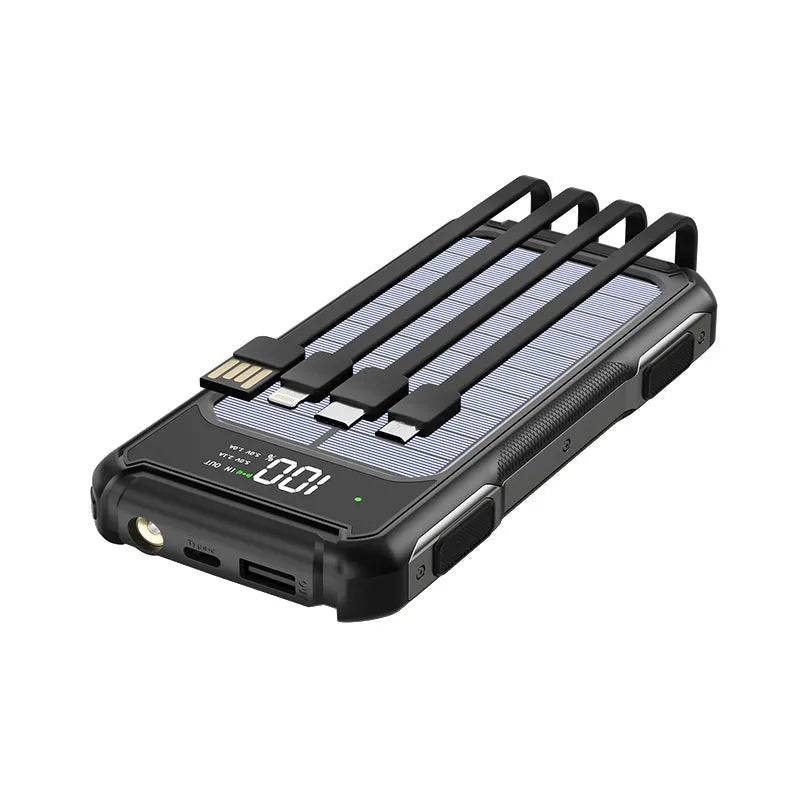 Military grade mobile power bank in black, green or orange showing 10000mAh and 20000mAh capacity options
