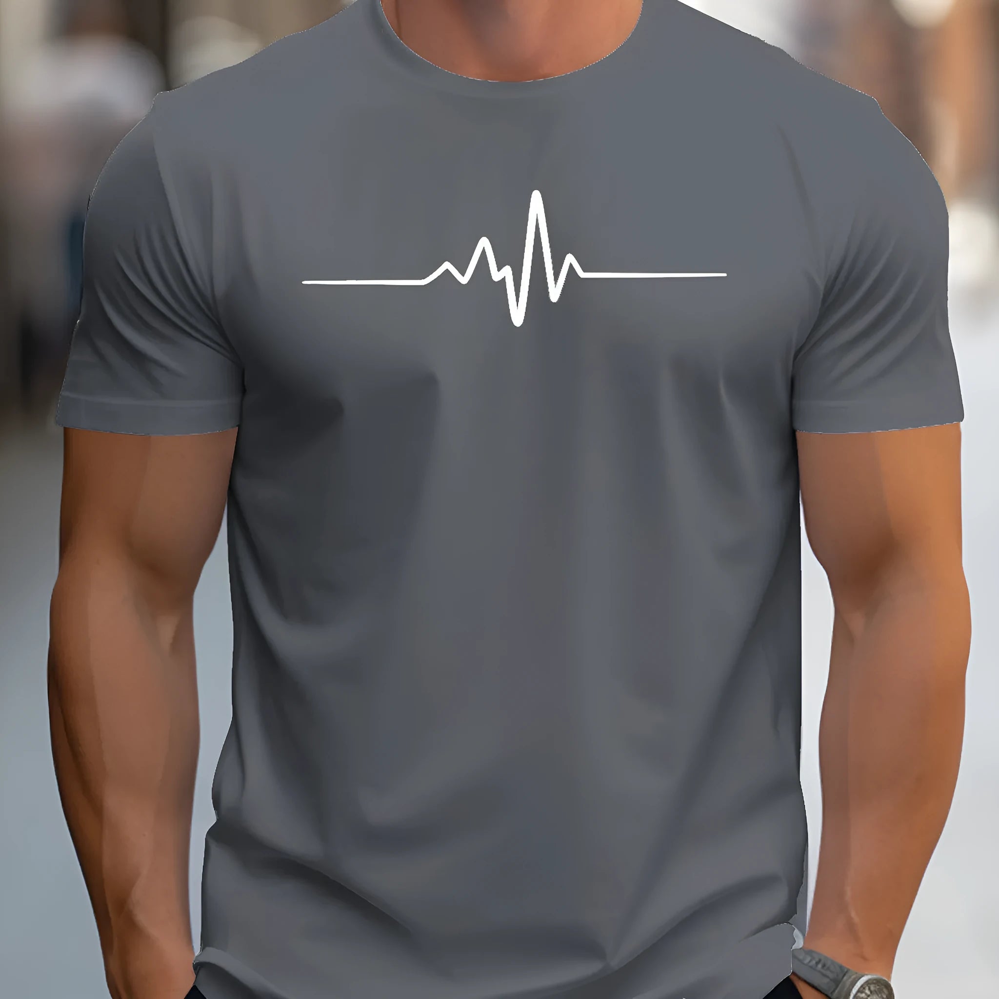 Men's loose fit T-shirt with 3D sports letter design in chemical fibre blend fabric