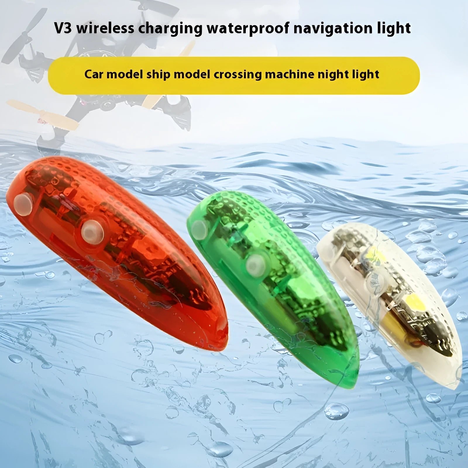 V3 wireless charging waterproof navigation light for car and ship scale models