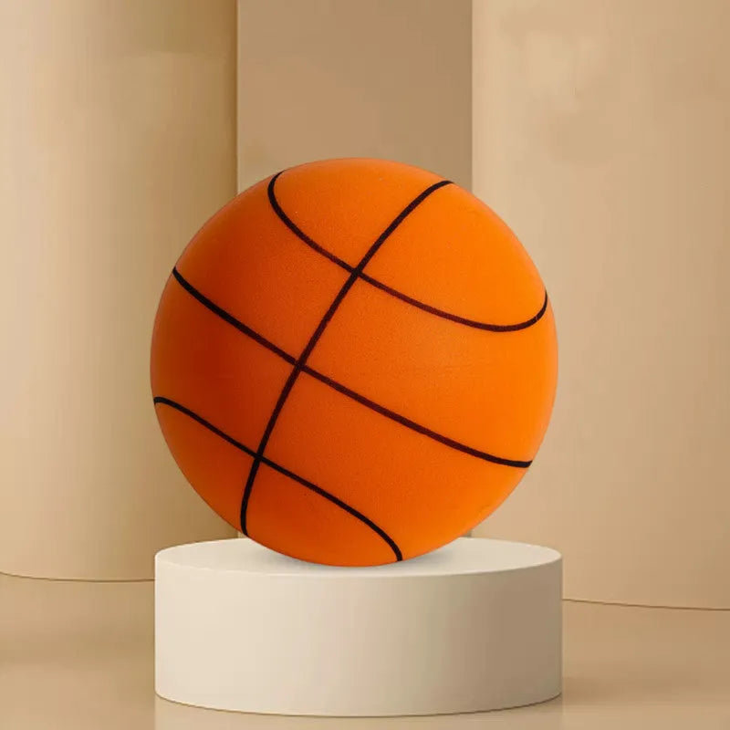 Assorted bright coloured silent high-density PU foam basketballs for indoor children's sports play.