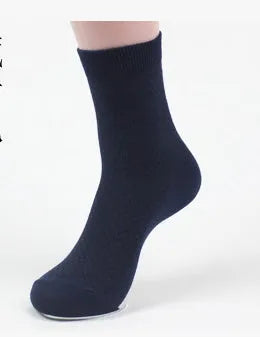 Men's bamboo fibre business socks with small square pattern, shown in colour options including black and navy blue.