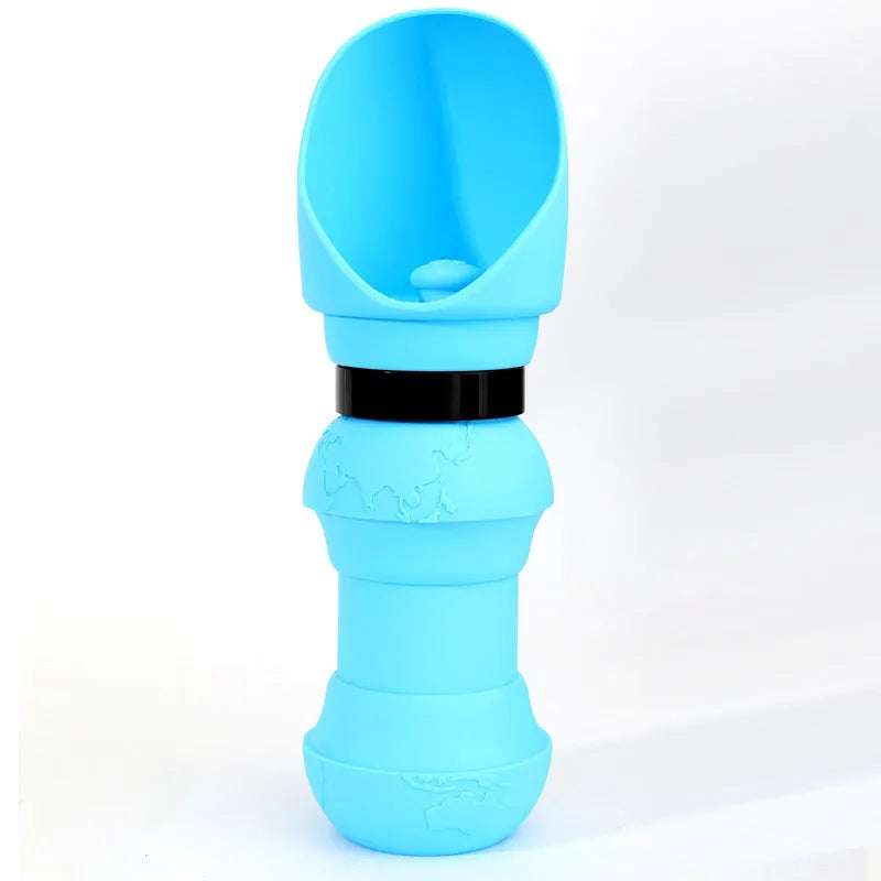 Collapsed and unfolded views of a silicone pet folding water travel bowl in mint green.