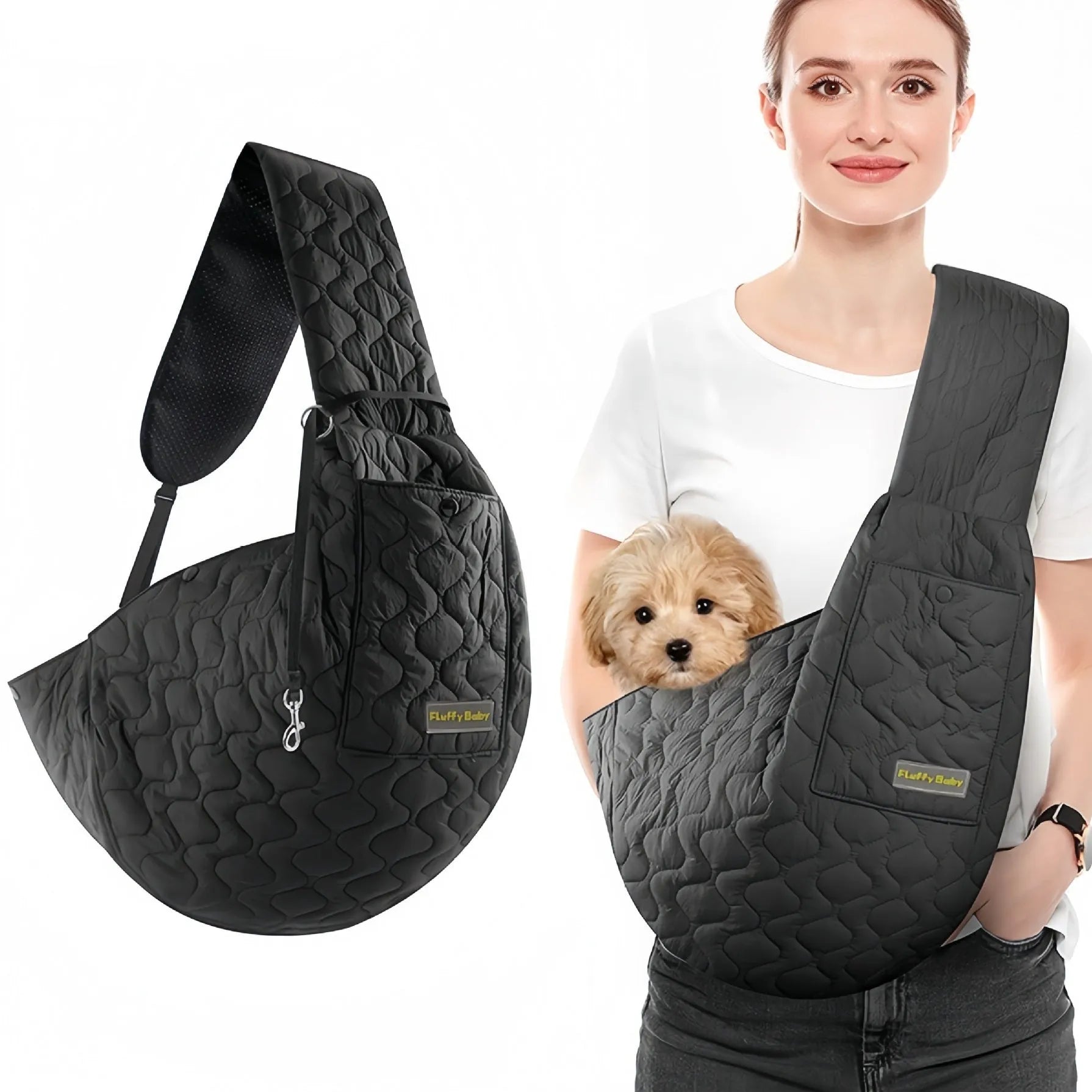 Pet Shiralee outing cat messenger bag in nylon solid colour hands-free pet carrier