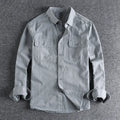 Men's loose fit long sleeve cardigan shirt in light grey, black, khaki or green colours