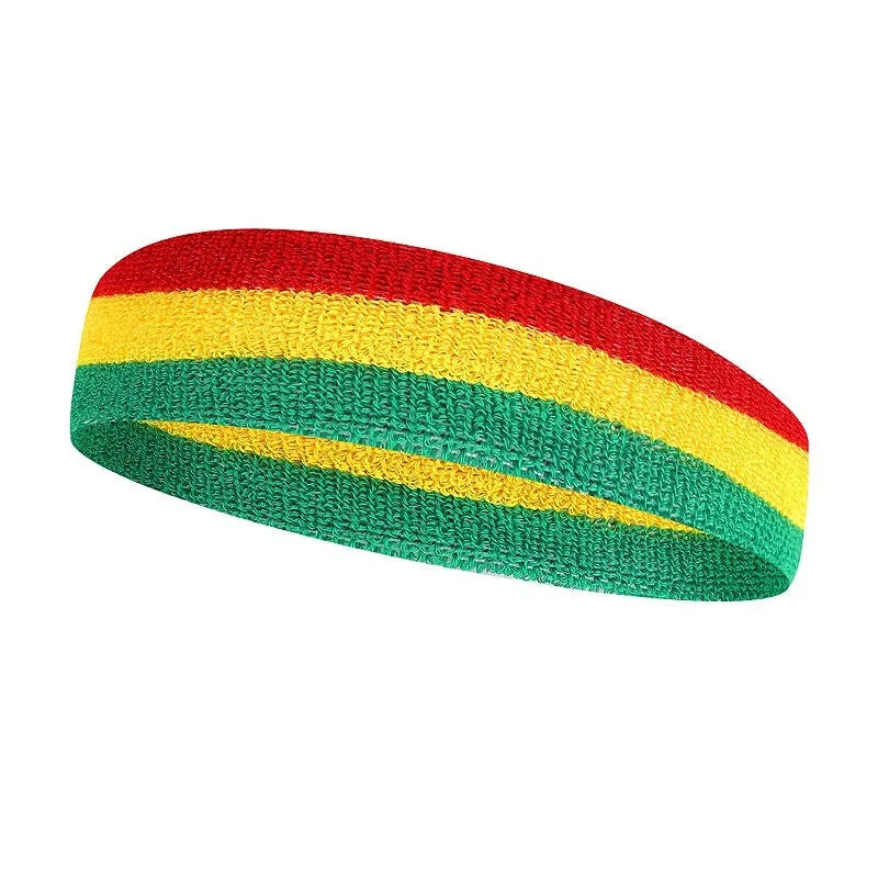 Sports headband for adults in multiple colour combinations including black red yellow