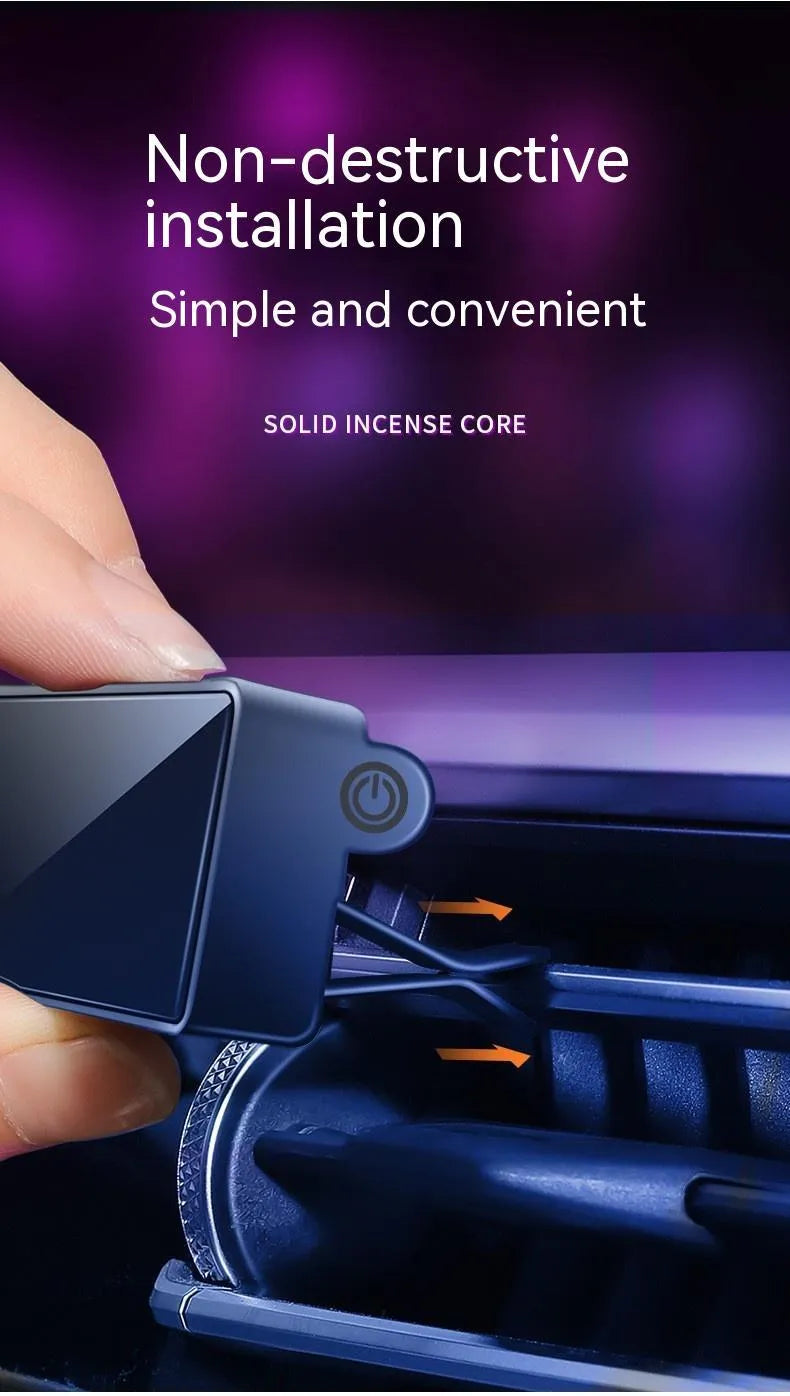 Black LED car air outlet perfume with ambient lighting and fragrance sticks