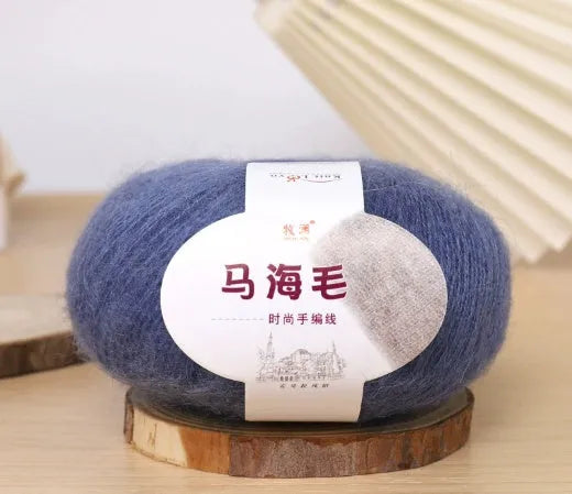 Mohair wool ball for DIY scarf knitting in assorted colours on white background