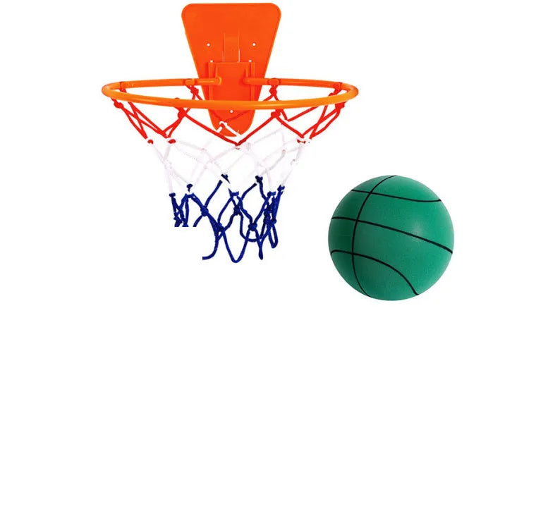 Assorted bright coloured silent high-density PU foam basketballs for indoor children's sports play.
