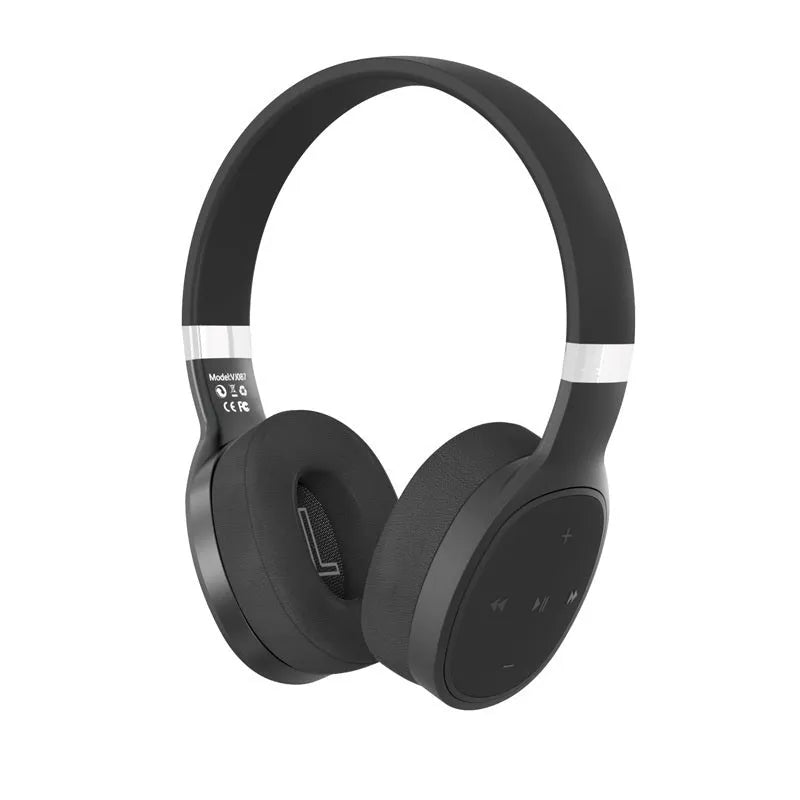 Folding wireless sports headset in four colour options showing Bluetooth connectivity and compact design