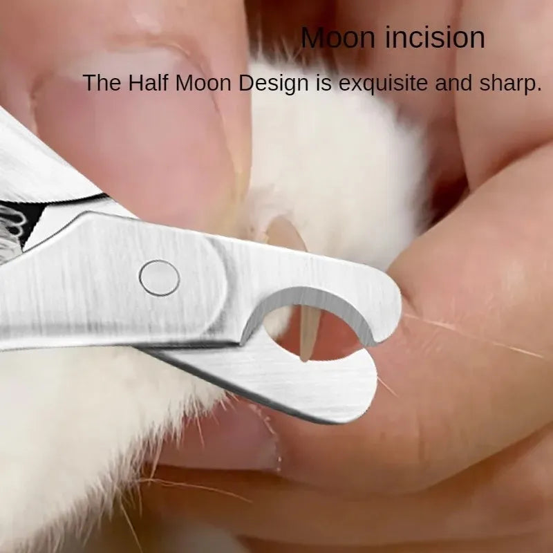 Silver professional pet nail clipper with stainless steel blades and safety guard for dogs and cats