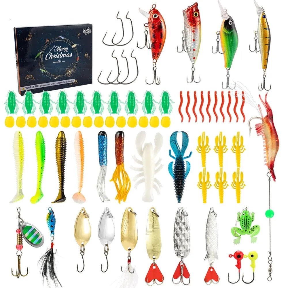 Metal Christmas Mino Bog fishing blind box set with 24 collectible pieces