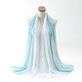 Women's chiffon bubble towel texture scarf in ethnic Pu long style showing length and colour options