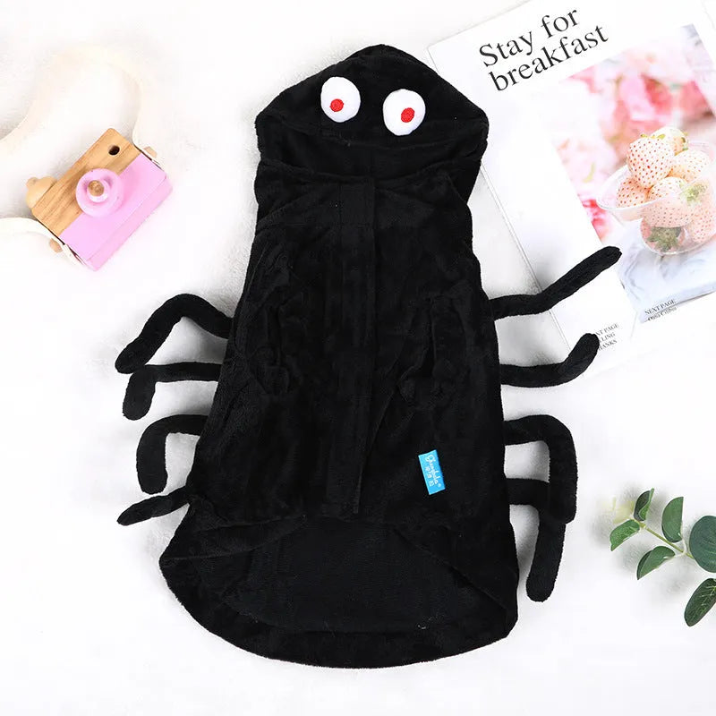 Halloween spider pattern dog costume in polyester material