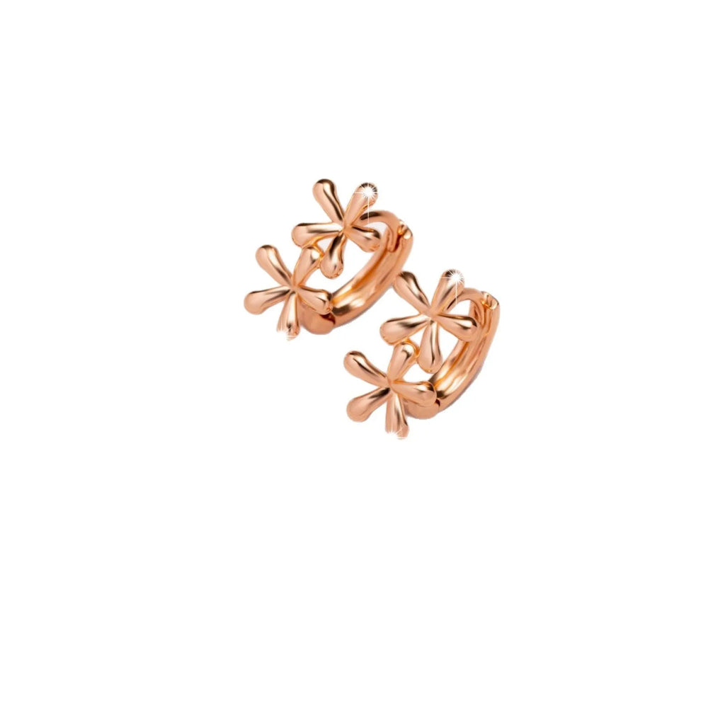 Rose gold waterdrop flower earrings with circular shape and electroplated finish