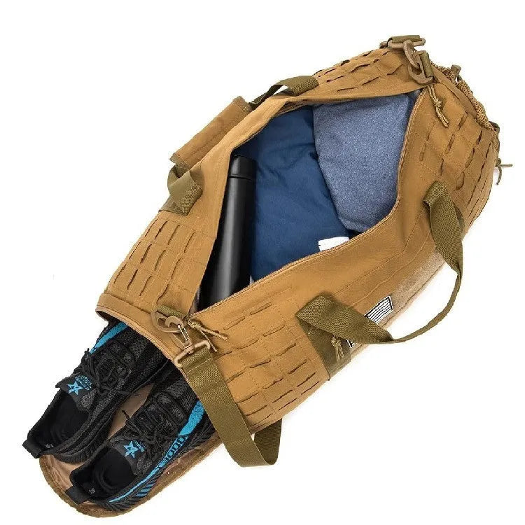 Men's khaki Oxford cloth sports handbag with an air pillow shoulder strap
