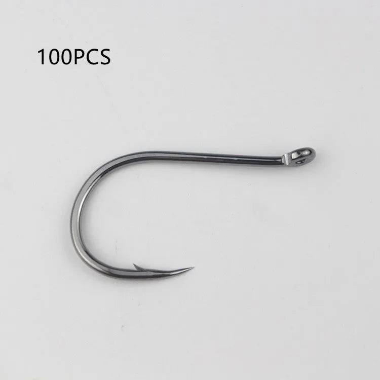 Alloy carbon steel fishing hooks with hole ring barbed crooked mouth design for rock and sea fishing