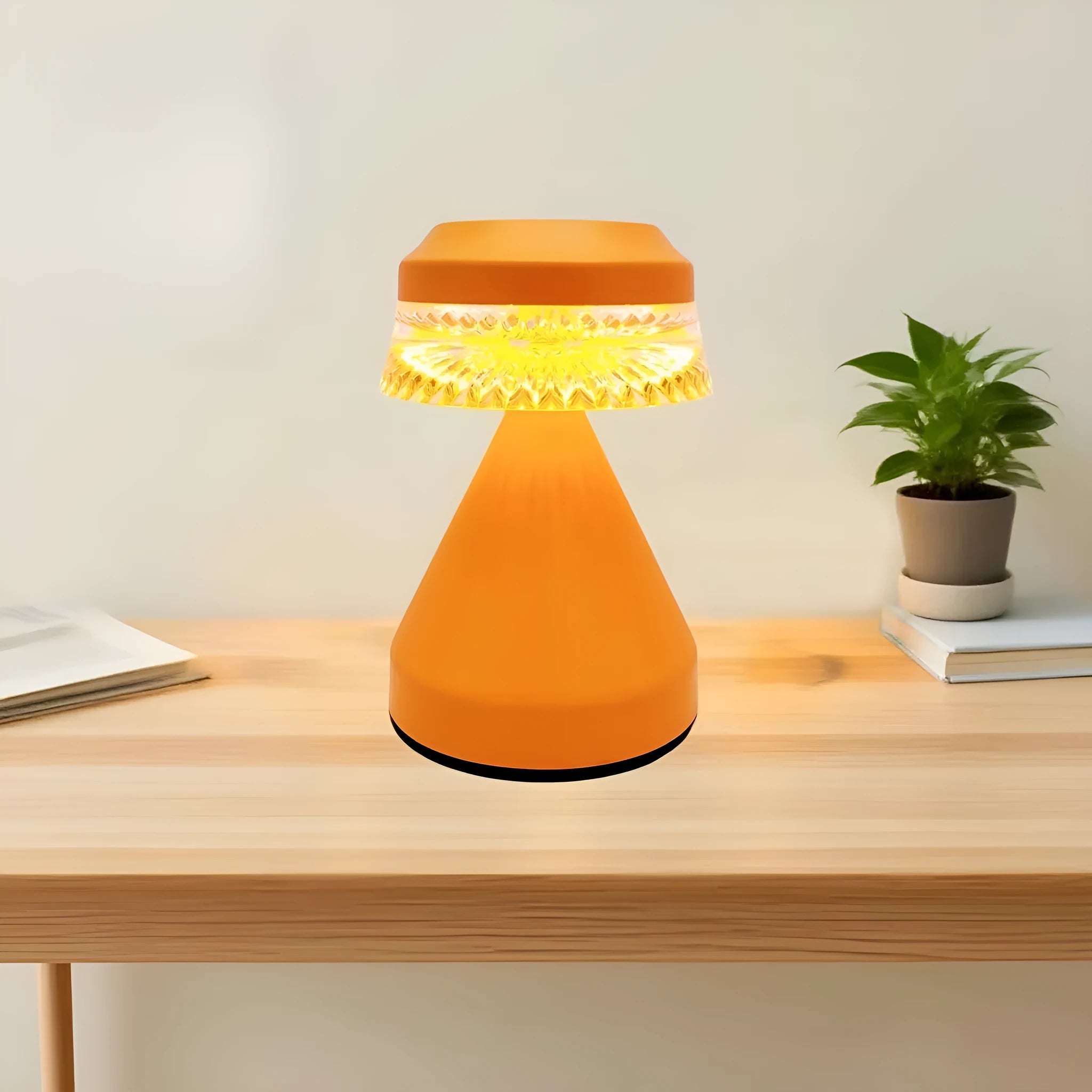 Creative bedside LED charging night lamp in black, brown, or orange with USB cable