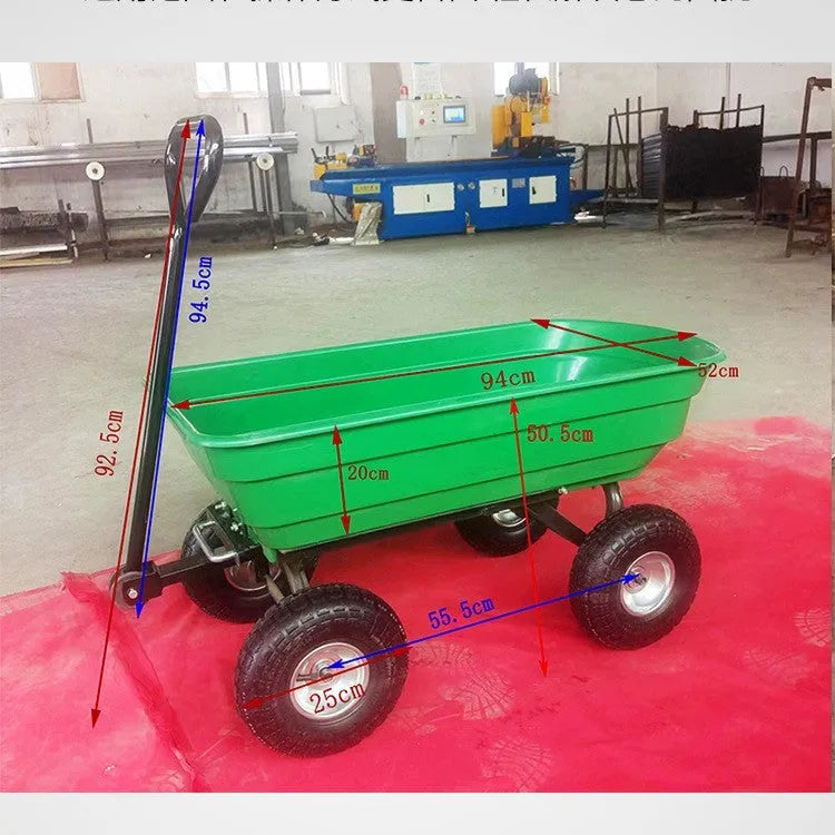 Green four-wheel dump truck toy with Steel PP construction and 350kg load capacity