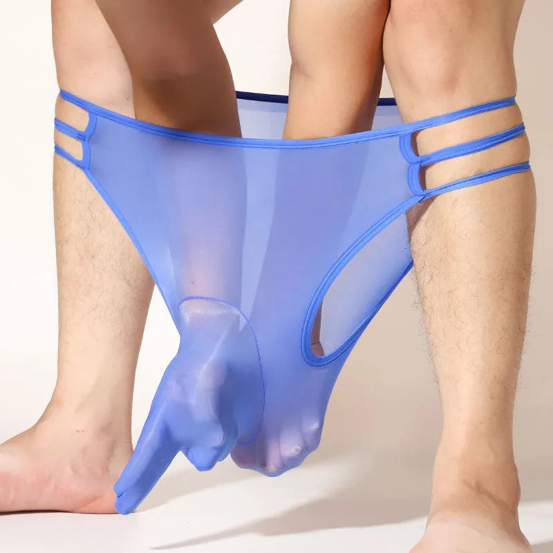 Men's transparent elephant nose nylon shorts in multiple colours with mid waist design