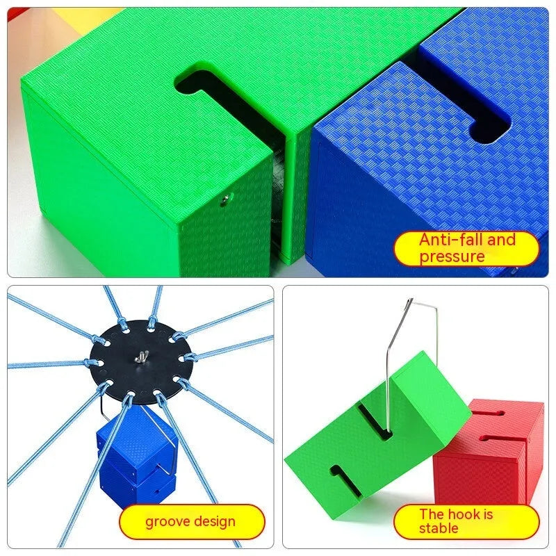 Sports expansion team building equipment with ABS tower blocks and pull ropes for outdoor group activities