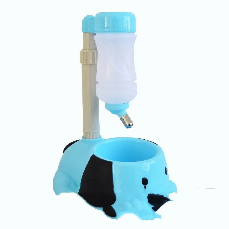 Adjustable rod lift pet drinking bowl in plastic with height adjustment to 42cm