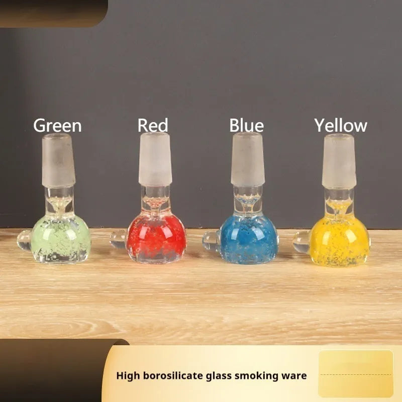 Transparent coloured glass trumpet pipe for cigarettes measuring 7cm in length