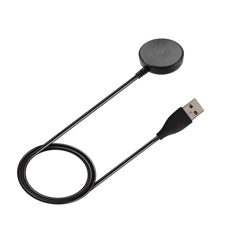 Black USB fast charging dock for smartwatches showing compact 34mm size