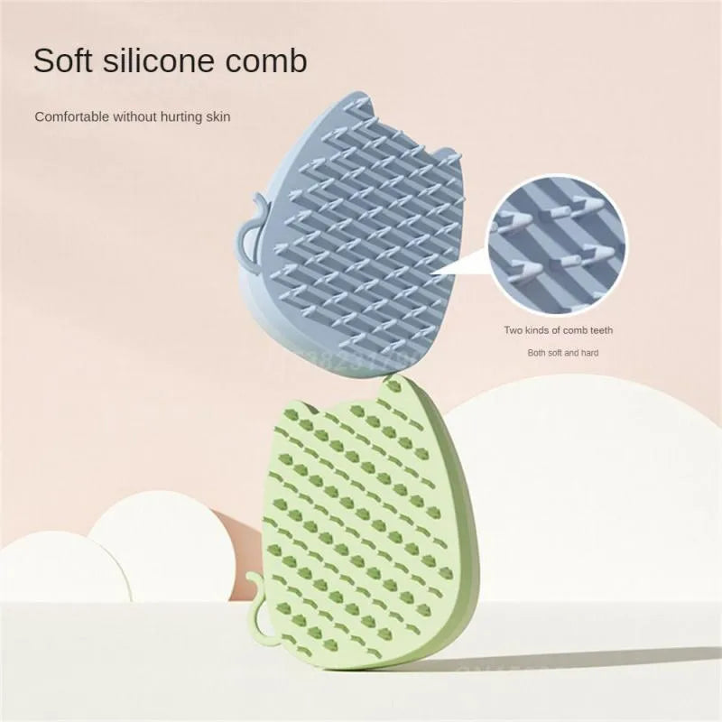 Brown blue green silicone sponge pet comb brush for cat and dog grooming