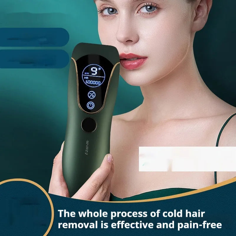 Freezing point hair removal device in Sundial green, pink or white for face, legs and body hair removal.
