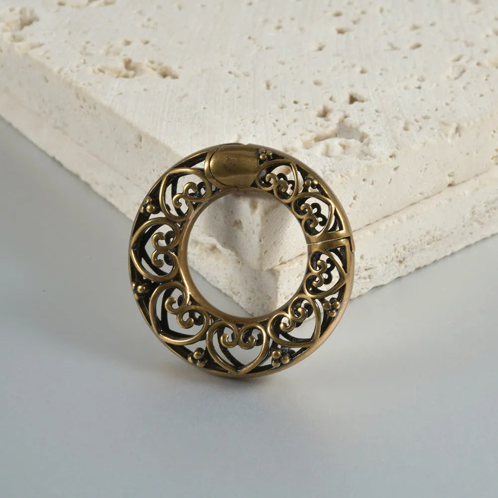 Retro heart-shaped and lotus magnetic earrings in antique silver and ancient gold finishes