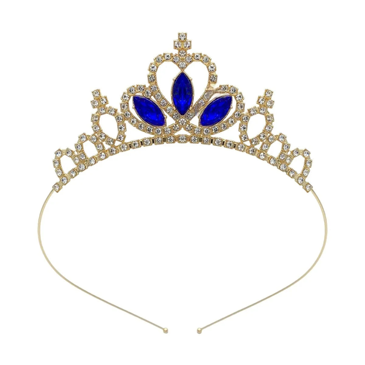 Gold and silver alloy princess crown headdress with coloured gemstones for girls birthday parties
