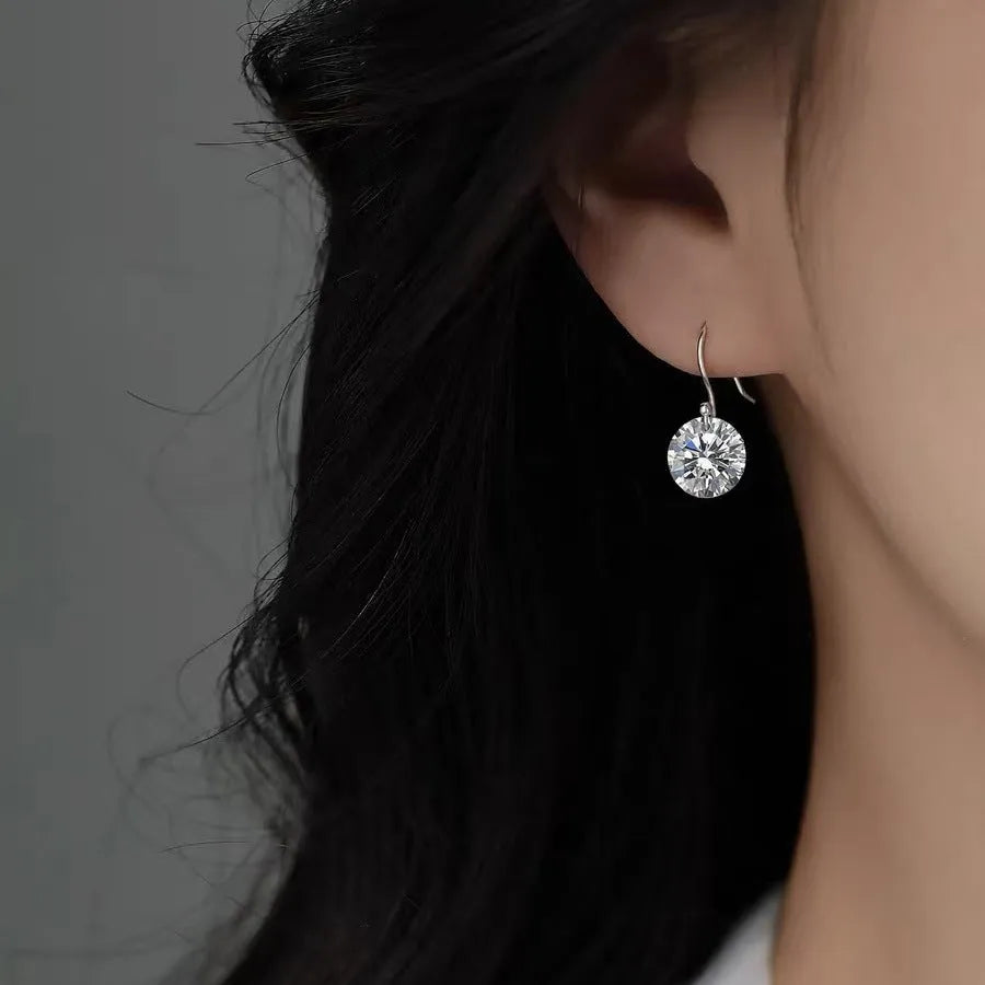 Women's copper geometric round zircon earrings casual style