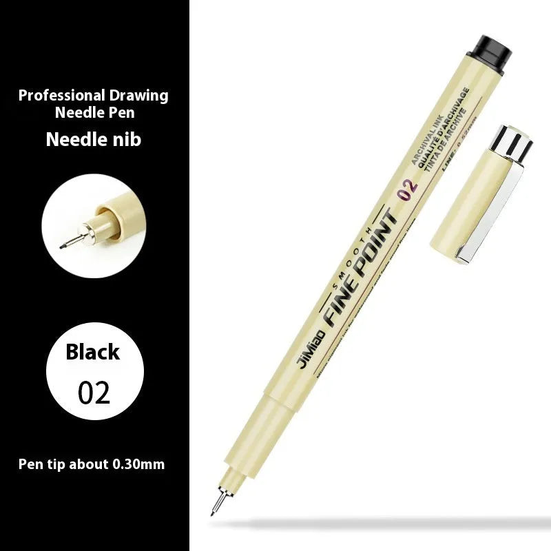 Syringe-style technical drawing needle pen with black waterproof ink for cartoon design and illustration
