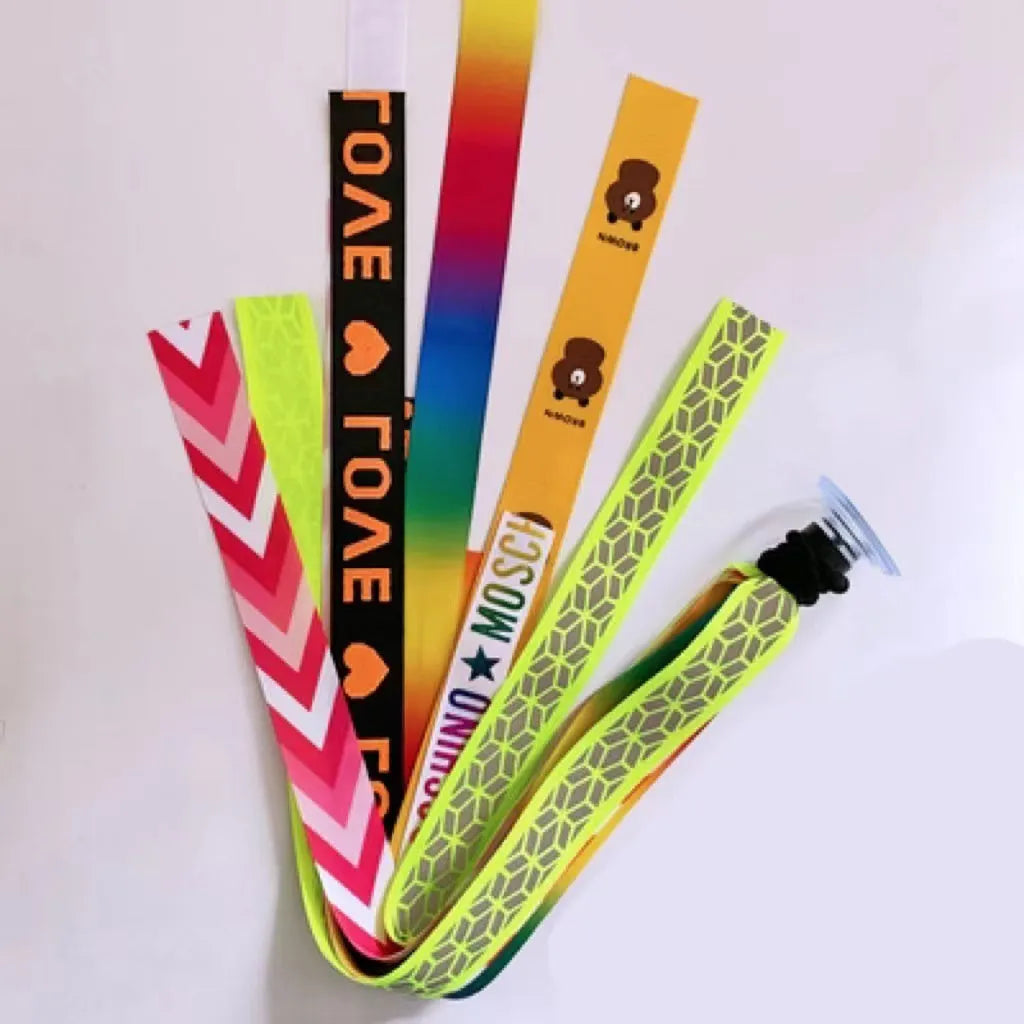 A colourful helmet streamer accessory for children's sports helmets and doll decoration.