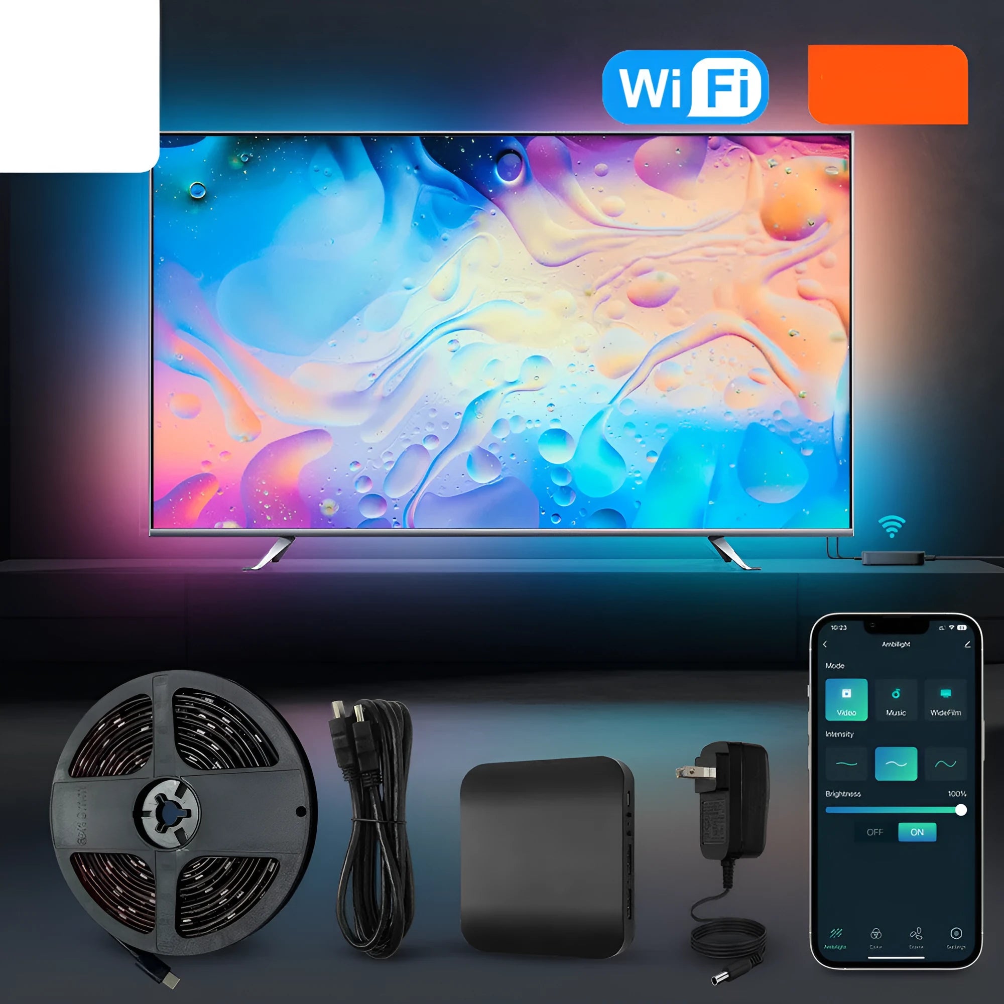 Graffiti pattern smart light strip for television background lighting with intelligent control