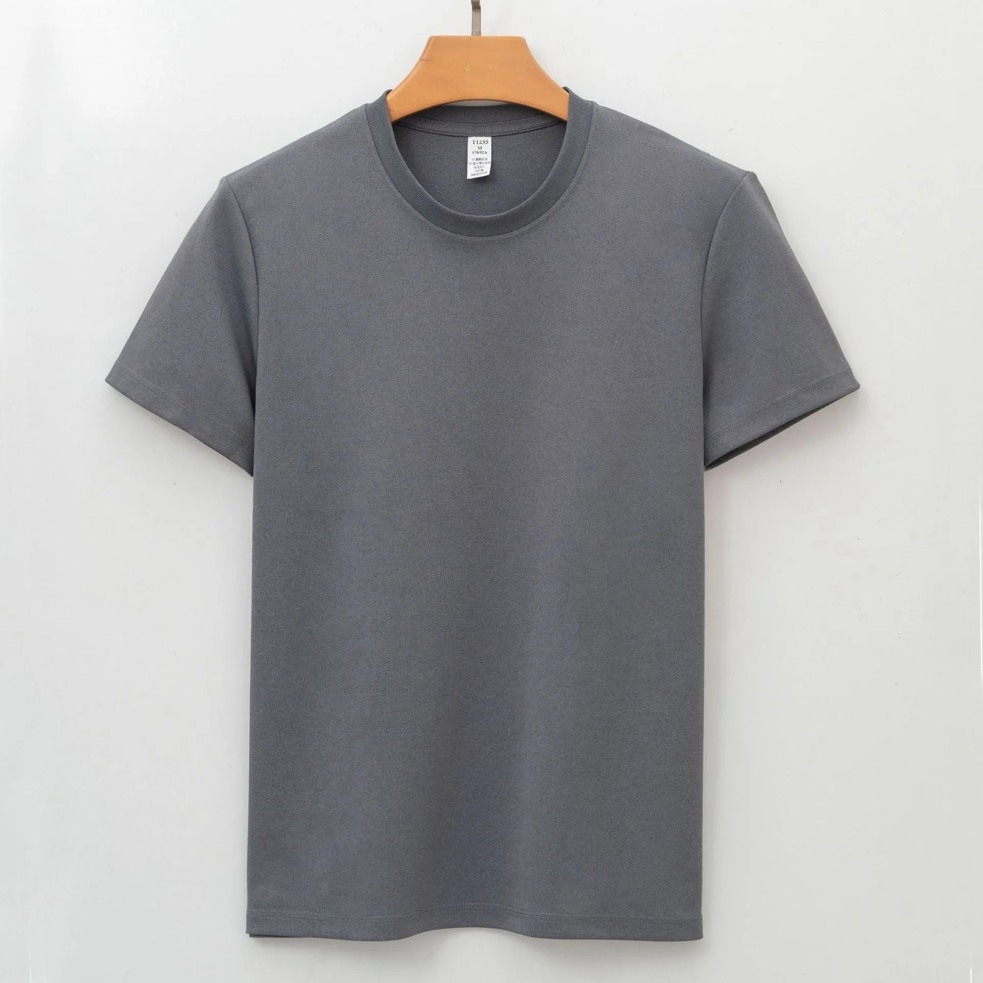 Men's antibacterial quick-dry short sleeve t-shirt in solid colour