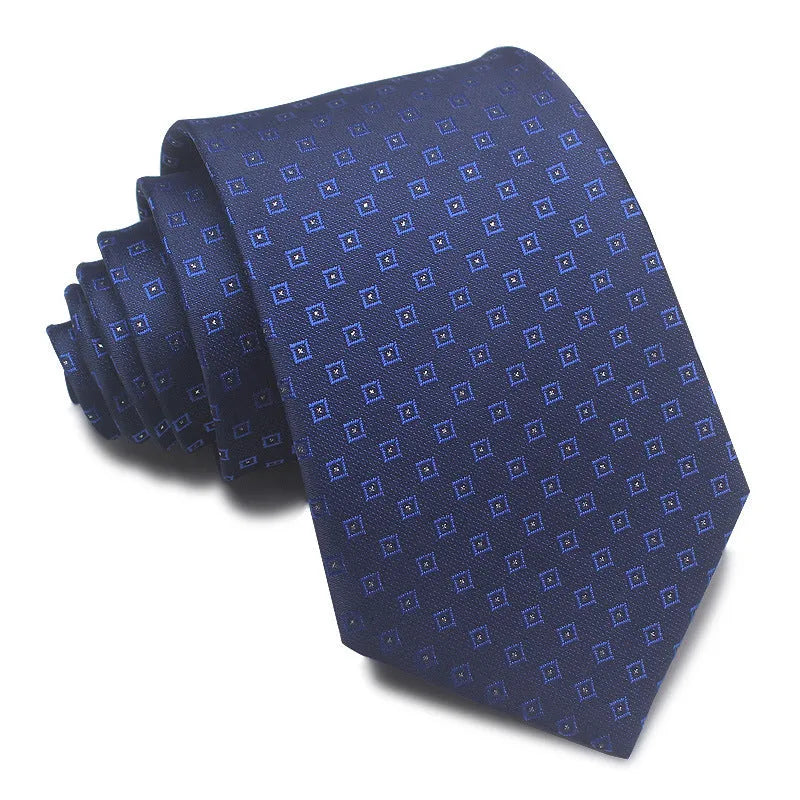 Men's 8CM wide striped formal tie in polyester jacquard weave available in multiple colours